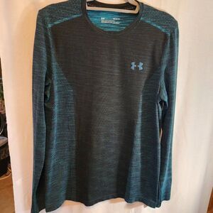 UNDER ARMOUR WOMEN'S TEAL/BLACK TOP, HEAT GEAR, MEDIUM, FITTED, LONG SLEEVE,